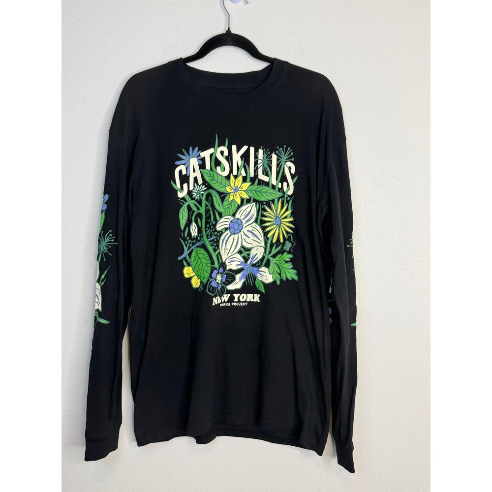 Parks Project Catskills New York Floral Graphic Long Sleeve T-Shirt Black Large